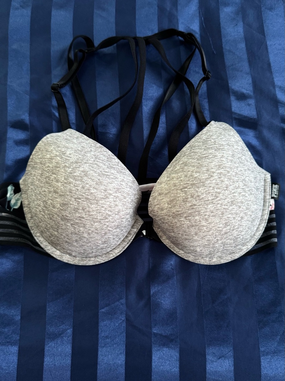 PINK Victoria's Secret Heather Grey Strappy Push-Up Bra